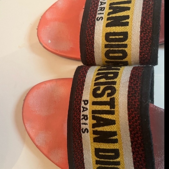 Christian Dior Dway Rainbow Multicolor Embroidered Logo Slides Sz 10 Sandals - Picture 7 of 14